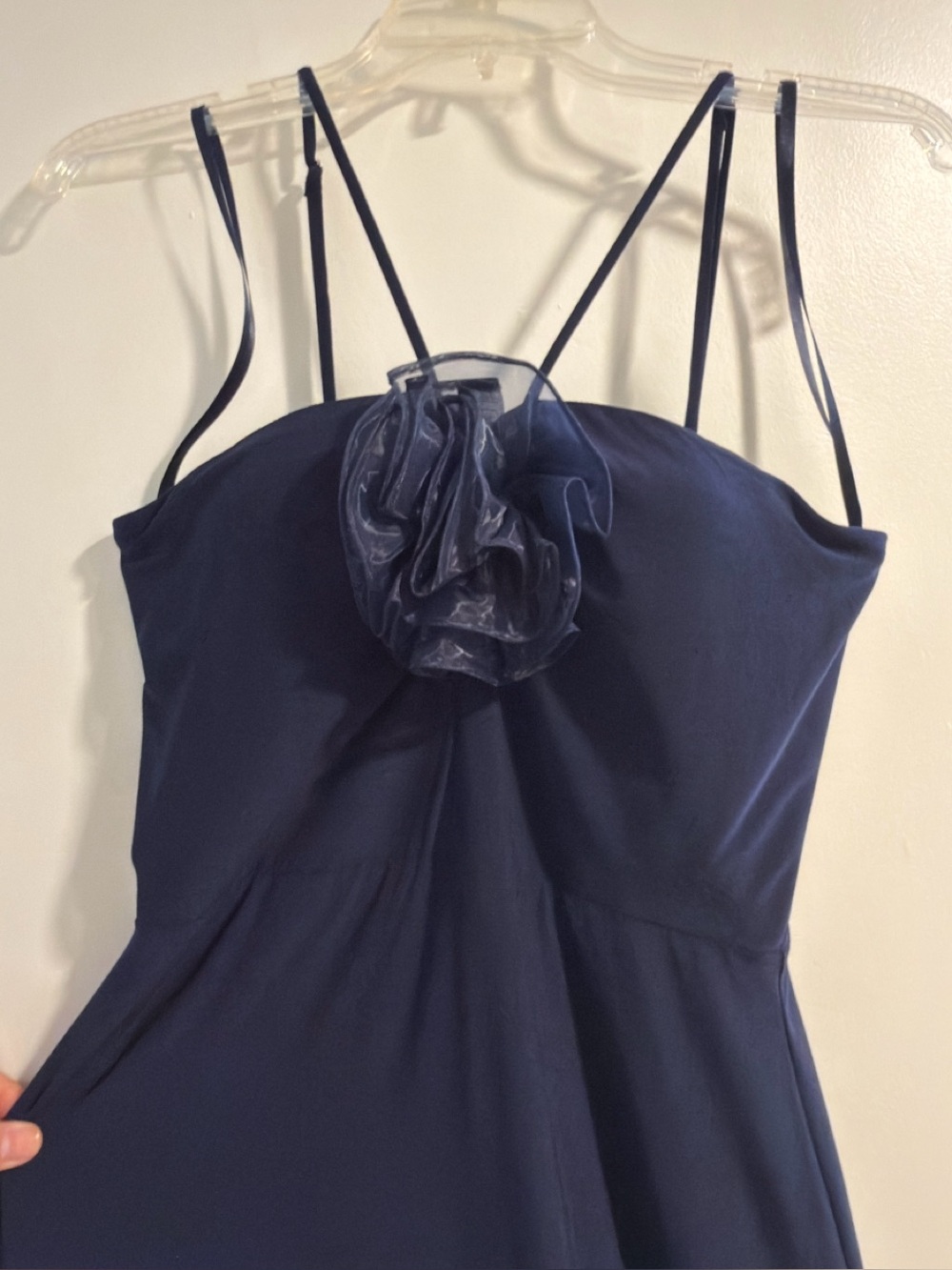 Xscape Navy Halter Maxi Dress with Rosette Neckline - Picture 3 of 7